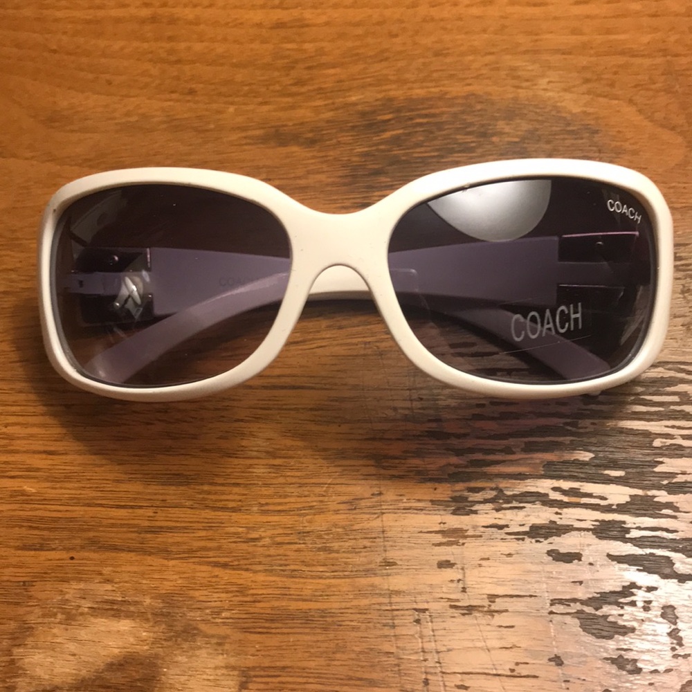 Coach White & Silver Coach Signature C sunglasses with Black signature C Case